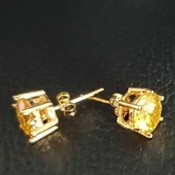 Jewelry - 3Ct Citron Cubic Zirconia CZ Studs S925, & 18KGold